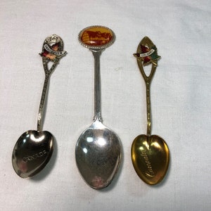 Collectible Spoons from Shakespeare Birthplace, Calgary Canada, Vancouver Canada, Vintage Spoons, Keepsakes, Travel Souvenirs