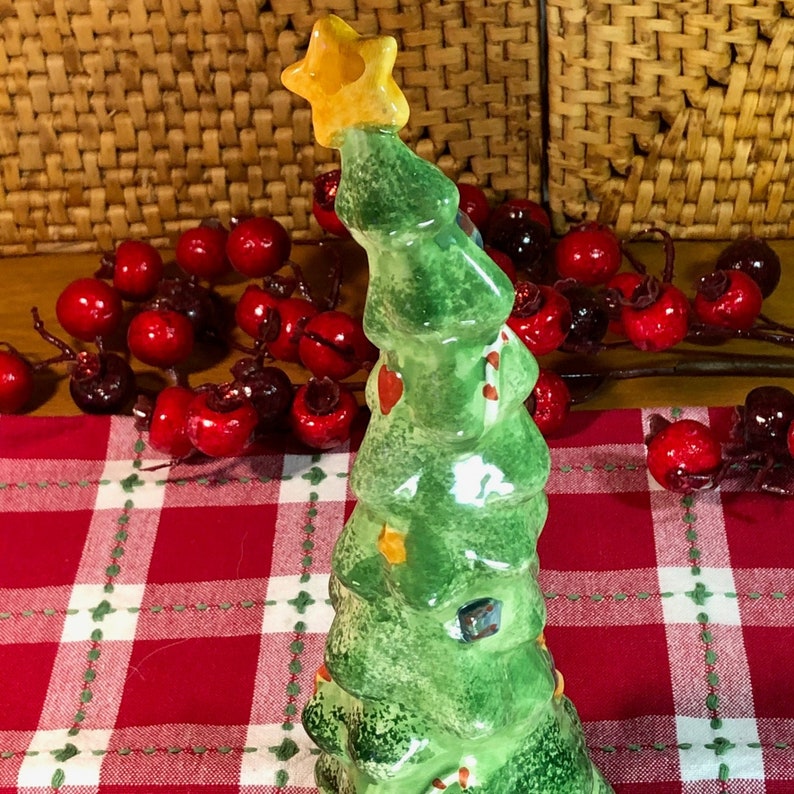 Decorated Ceramic Tree Ceramic Christmas Tree Christmas Tree with Yellow Star Ceramic Decoration Farmhouse Decor Christmas Decor