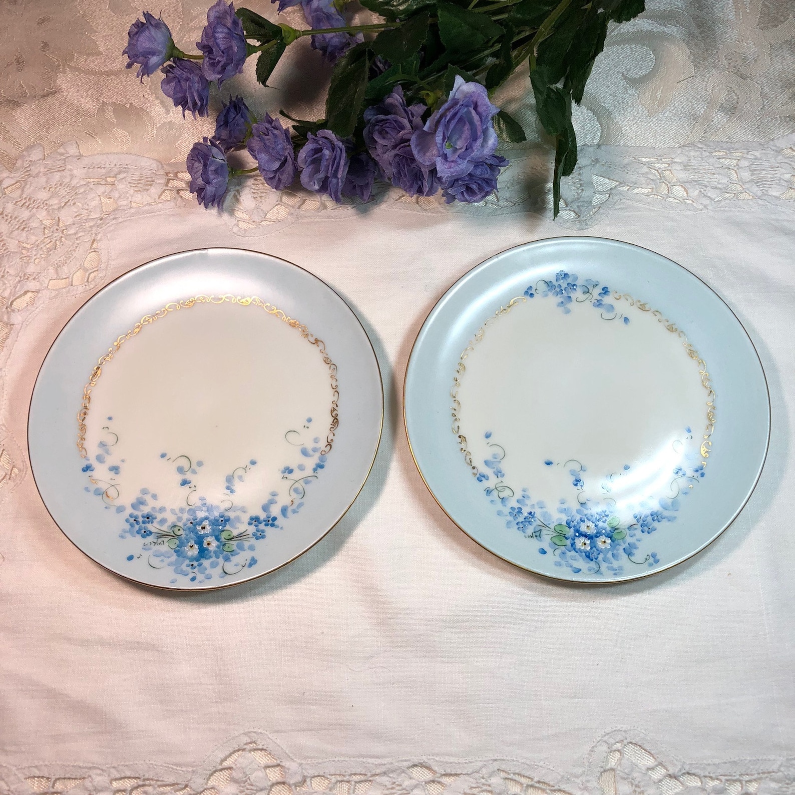 Set of 2 Bread and Butter Plates by Thomas Bavaria in Blue and Etsy