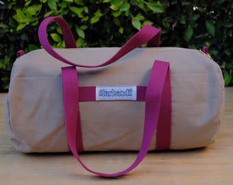 Mini Duffel Bag - Canvas and Cranberry