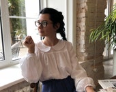 AMELIE Women Shirt, Linen Top, Puff Sleeve Blouse , Plus