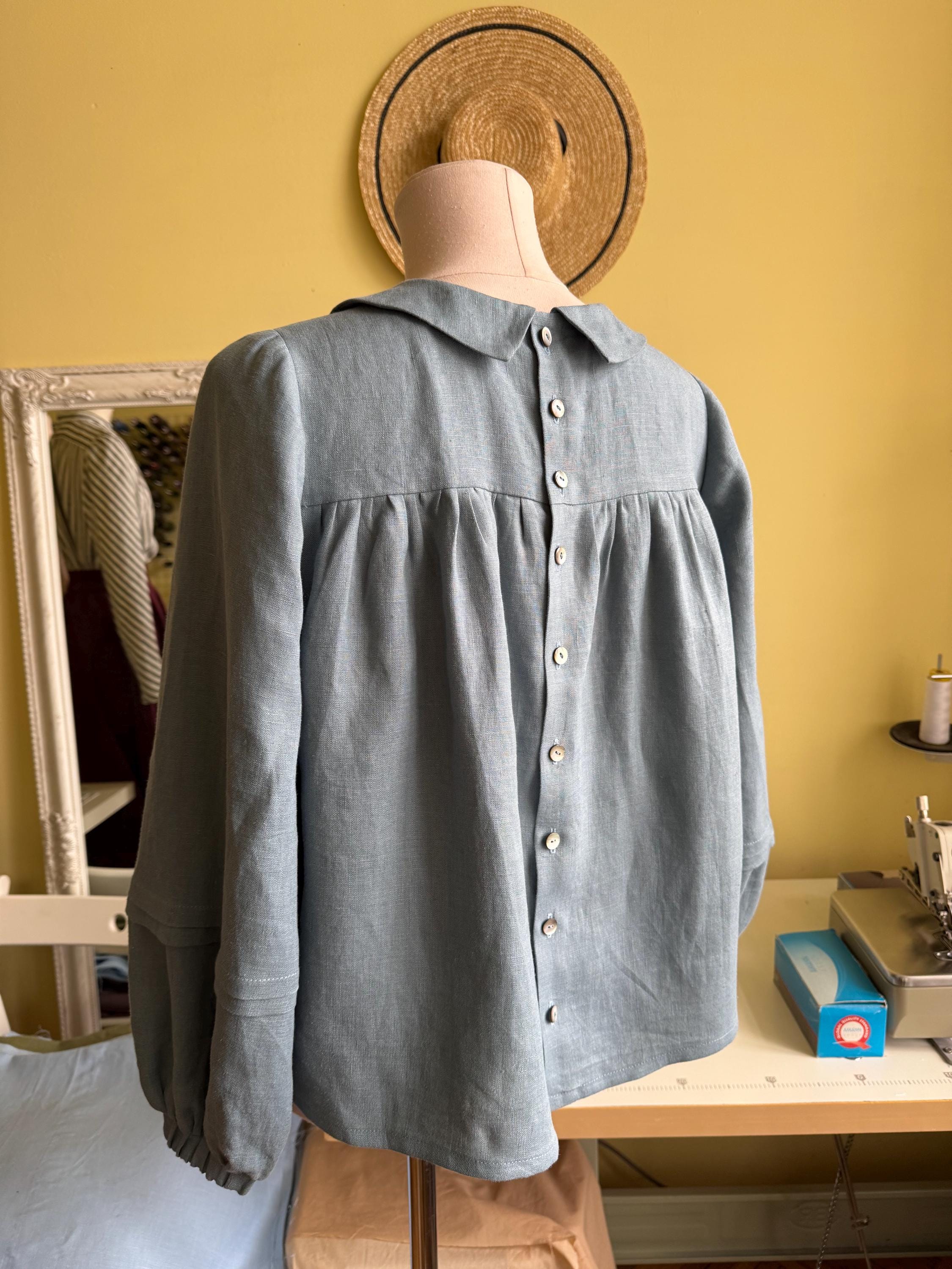 AMELIE Women Shirt, Linen Top, Puff Sleeve Blouse , Plus Size 