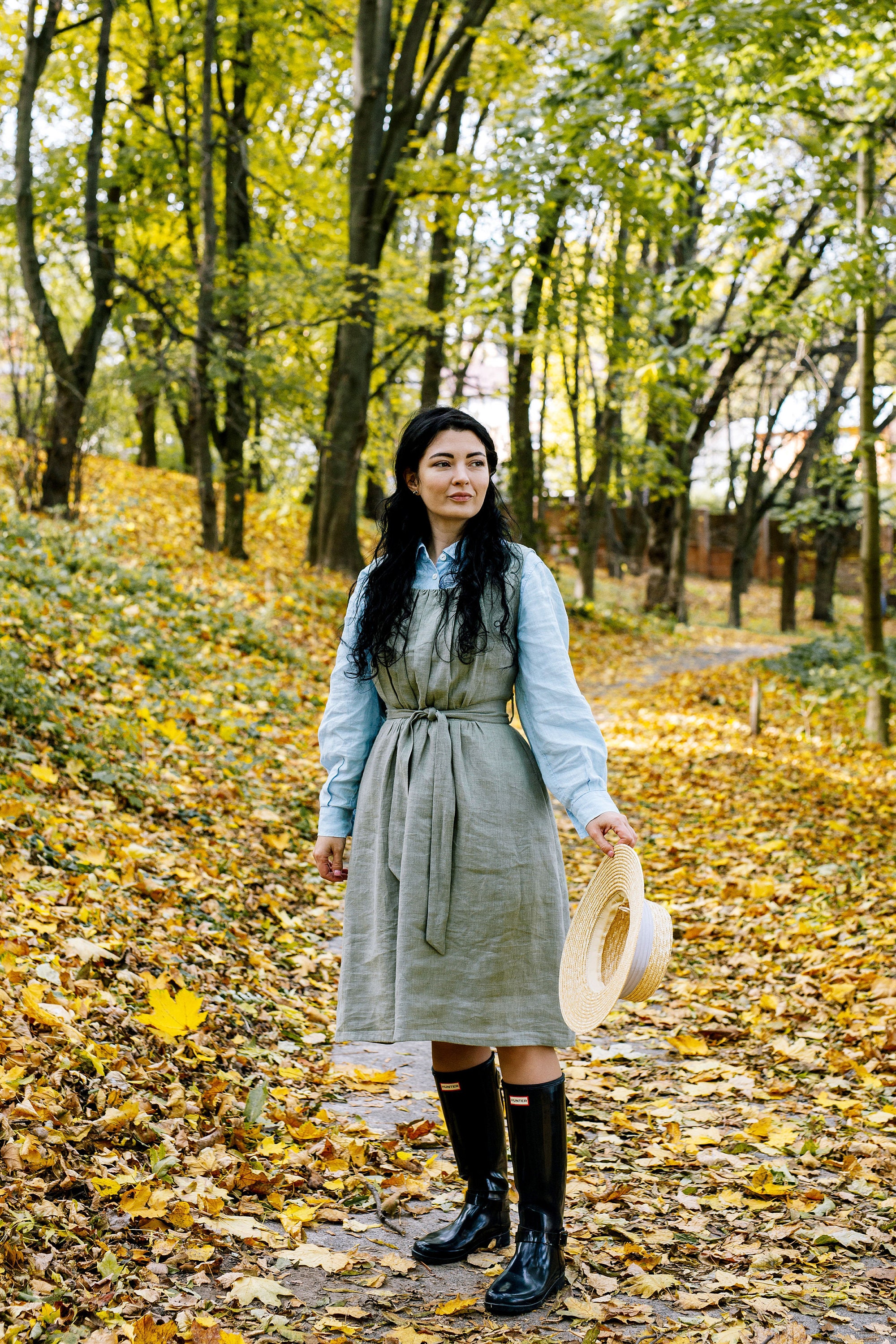 KEIRA Sleeveless Linen Dress, Close Fitting Pinafore Dress