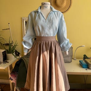 AURORA geraffter Tellerrock, taillierter Leinenrock, klassischer Rock, Cottagecore Rock, Midi, Maxi, Retro Rock, Tellerrock Bild 10