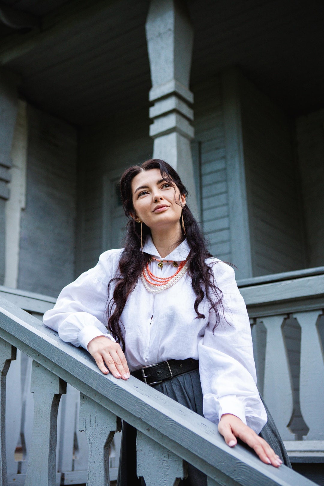 MILADY Crop Linen Shirt With Smock Details, Cottagecore Top, Classic Shirt,  Vintage Inspired, Loose Fitting Blouse, Blouse With Gathers - Etsy