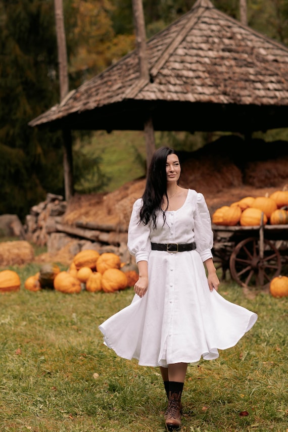 cottagecore puffy dress Short Cottagecore Wedding Dresses Puffy Sleeves With Flowers