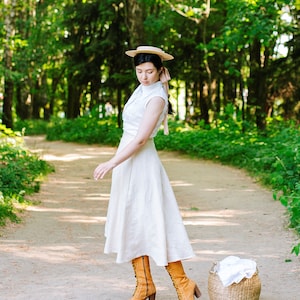 SELMA half circle skirt, tailored linen skirt, classic skirt, cottagecore skirt, midi, maxi, retro skirt, skirt with pockets, casual skirt