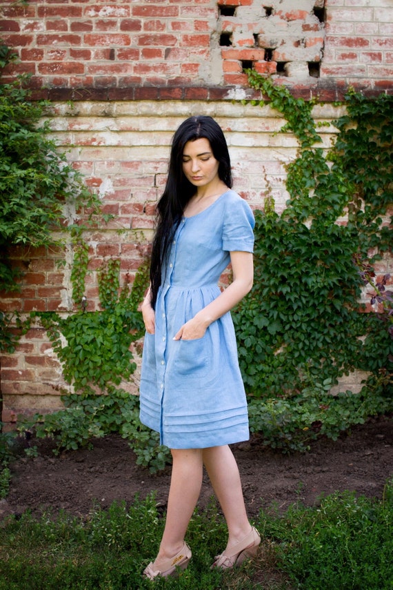 The Mini-Ruffle Perfect Wrap One-Piece - Secret Garden in Powder Blue & Sage