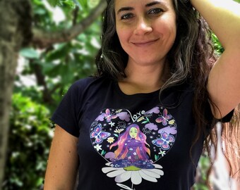Self Love Women’s Organic T-shirt, Gifts For Women, 100% Organic Cotton Daisy Shirt