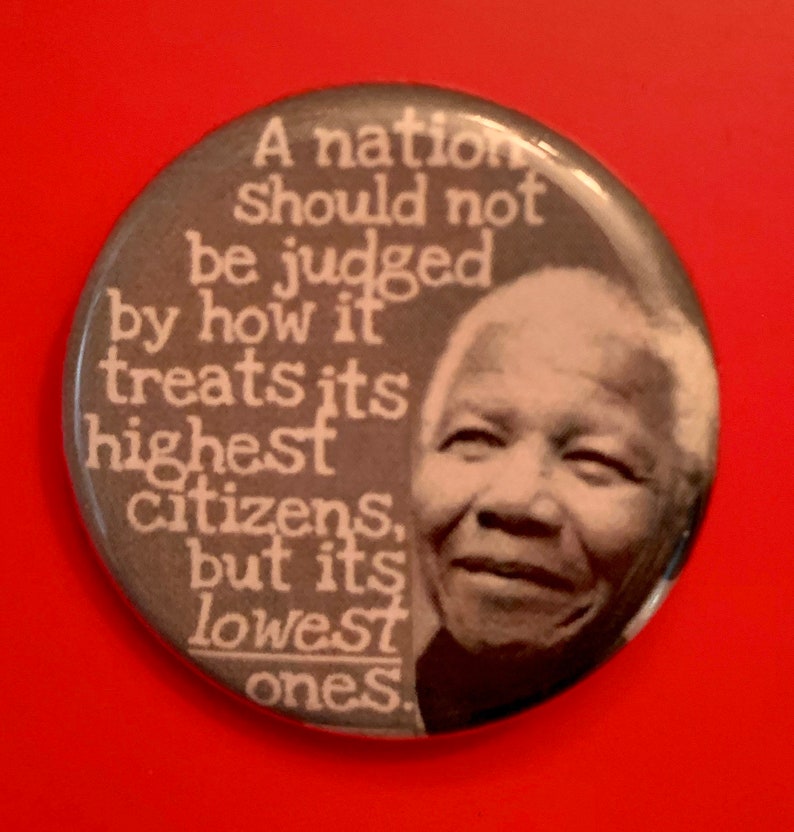 Nelson Mandela 1.25 inch political button black history BLM