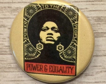 Power & Equality | 1.25 inch pinback button | Angela Davis | Black Lives Matter | BLM