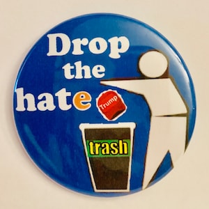 Suelta el odio / botón pinback de 1,75 pulgadas / Kamala Harris 2024 / vota azul