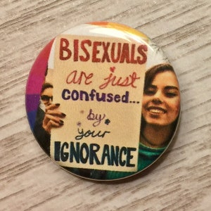 Bisexual pride | 1.25 inch pinback | protest sign button | GLBTQA