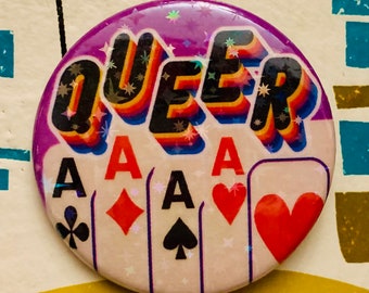 Queer Ace knop | 1,75 inch holografische pinback knop | aseksuele | LGBTQIA