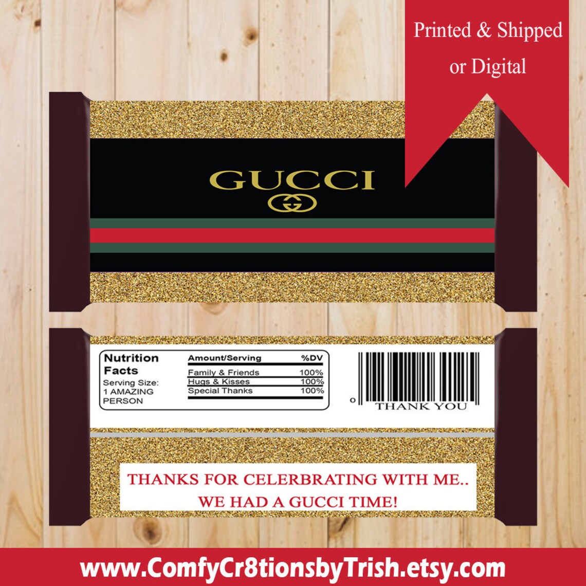 Gucci Chocolate Candy Bar Label Gucci Labels/Printed Labels/ Etsy