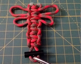 DragonFire 4-Inch Orange Grau ParaTinder Überleben Libelle Reißverschluss Anhänger im Dunkeln leuchtenden Perle Ferro Striker Bar Karabiner Paracord Spielzeug