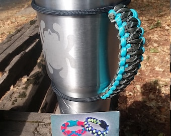 32oz Heavy Duty Yeti RTIC Ozark Trail Paracord Tumbler Handle Handmade Custom Built Hot Cold Drink
