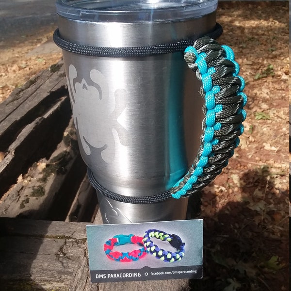 32oz Heavy Duty Yeti RTIC Ozark Trail Paracord Tumbler Handle Handmade Custom Built Hot Cold Drink