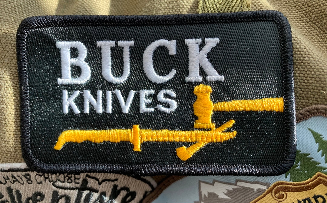 Buck Knives Embroidered Patches Rectangle Ironon Style Black Brown