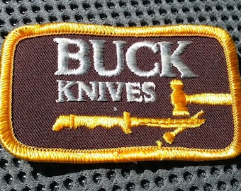 Buck Knives Gestickte Aufnäher Rechteck Aufbügler Style schwarz braun gold weiß