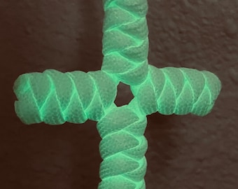 Weiß/Grün leuchten Paracord Kreuz Schlüsselbund