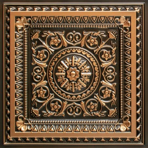 Faux Tin PVC Decorative Ceiling Tile / Wall Art / Backdrop 2'x2' (25 tiles per pack) - Antique Gold #D223 Drop-in/Glue-up