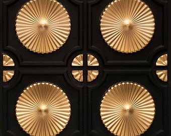 Dekorativ PVC-takplatta / väggplatta / stänkskydd / väggkonst / bakgrund 2'x2' (25/pack) - Gold Mine #106 Limning