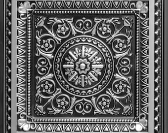 Dekorativ PVC-takplatta i konstplåt / Väggkonst / Väggplatta / Bakgrund 2'x2' (25 plattor per förpackning) - Antiksilver #D223 Drop-in/Limbar
