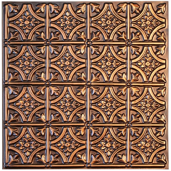 Faux Tin Decorative Pvc Ceiling Tile Wall Art Wall Tile Backsplash Backdrop 2 X2 25 Pack Antique Copper Glue Up