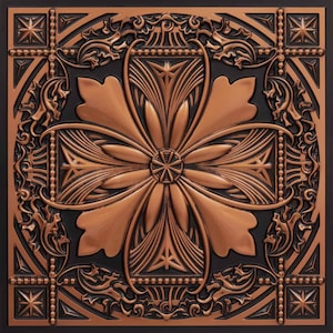 Faux Tin PVC Decorative Ceiling Tile / Wall Art / Backdrop 2&#39;x2&#39; (25 tiles per pack) - Antique Copper #337 Drop-in/Glue-up