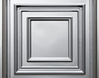 Dekorativa takplattor/väggkonst/bakgrund i PVC i konstplåt 60x60 cm (25 plattor per förpackning) - Silver #222 Infällbar/Limbar
