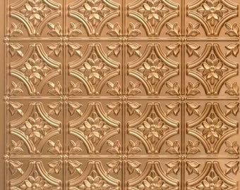 Faux Tin Decorative PVC Ceiling Tile / Wall Tile / Backsplash / Wall Art / Backdrop 2'x2' (25/pack) - Gold #150 Glue-up