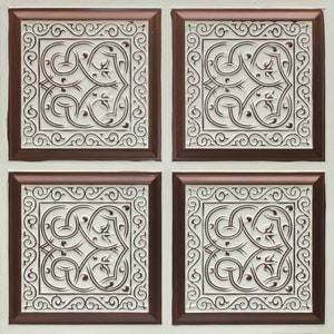Dekorativ PVC-takplatta / väggplatta / stänkskydd / väggkonst / bakgrund 6x6 cm (25/pack) - Antikmocha #231 Limning