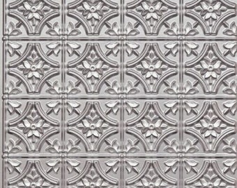 Faux Tin Decorative PVC Ceiling Tile / Wall Tile / Backsplash / Wall Art / Backdrop 2'x2' (25/pack) - Silver #150 Glue-up