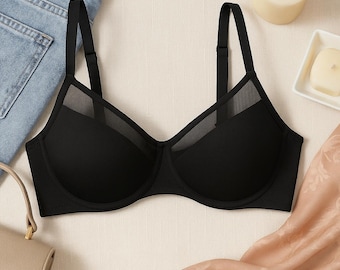 Mesh Full Coverage Minimizer Bra – Unlined Underwire Support for Everyday Comfort for women.