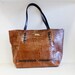 Tooled leather bag Brown leather bag Leather tote bag Shoulder purse Leather shopper Large handbag Genuine leather Croco embossed