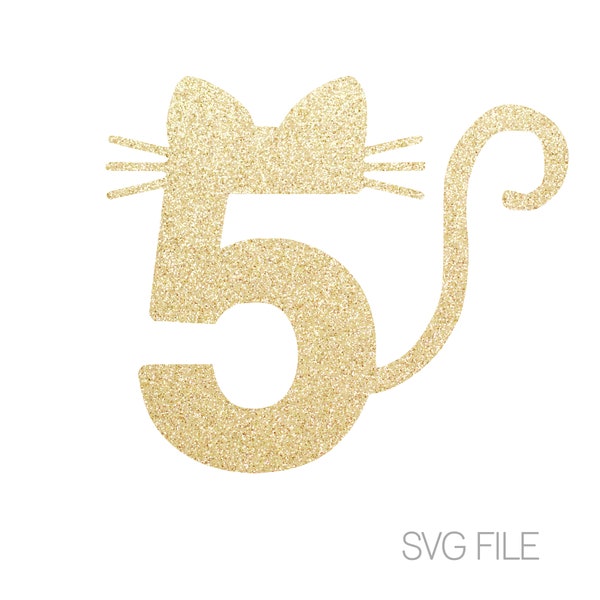 5 Cat SVG | 5th Birthday SVG | Cat SVG | Digital Download  | svg