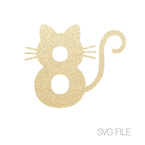 Fichier SVG de 8 chats | 8e anniversaire SVG | Chat SVG | Téléchargement numérique | svg