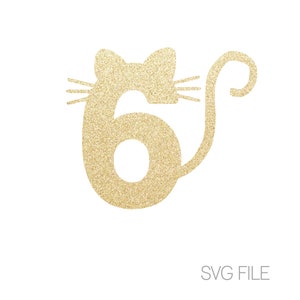 6 Katze SVG | 6. Geburtstag SVG | Katze SVG | Digitaler Download | SVG