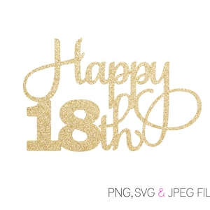 SVG de 18º aniversário | Feliz 18º SVG | 18º SVG | Download Digital | SVG | Imprimível