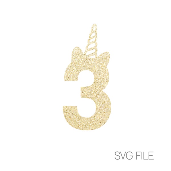 Unicorn 3 SVG File | 3rd Birthday | Third | Iron on SVG | Girl's Birthday | Digital Download  | svg