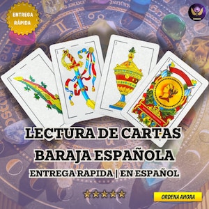 Lectura de la Cartas Espanolas, Lectura con Baraja Española en Español, Entrega Rapida el Mismo Dia, PDF