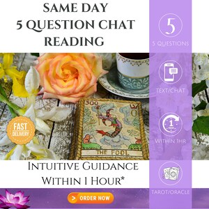 Same Day Chat Reading | 5 Question Psychic Tarot Chat Reading – Intuitive Guidance Within 1 Hour – RUSH - Se Habla Español