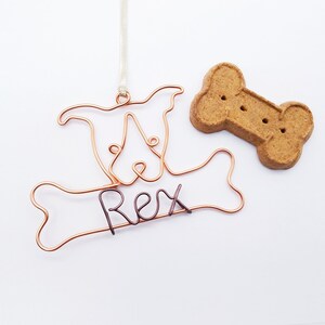 Wire Pitbull ornament with dog bone Personalized Pet Ornament  Pet&#39;s Name Dog Christmas Gift Unique Dog gift dog lovers Wire pet name sign