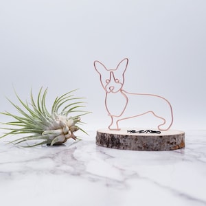 Wire sculpture of corgi, pet memorial, personalize, wire art, home decor, office decor, dog lovers, gift, desk decor, desk accessories image 1