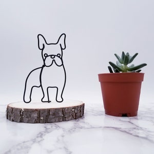 Wire sculpture of French bulldog, pet memorial, dog portrait dog, wire art, home decor, office decor, dog lovers desk decor desk accessories