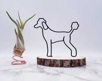 Wire sculpture of standard poodle, personalize, custom, dog, wire art, desk decor, dog lovers, desk accessories, pet memorial, pet portrait