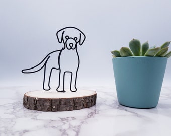 Wire sculpture of Labrador retriever, pet memorial, dog portrait wire art, home, office decor dog lovers desk decor desk accessories, lab