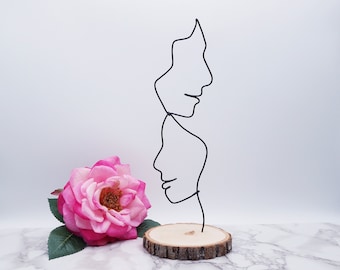 Wire sculpture of abstract faces, personalize, home decor, desk accessories, couple, Valentines's gift, wire art, wedding, anniversary