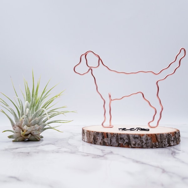 Wire sculpture of goldendooddle, labradoodle, personalize, custom, dog, wire art, office decor, dog lovers, desk accessories